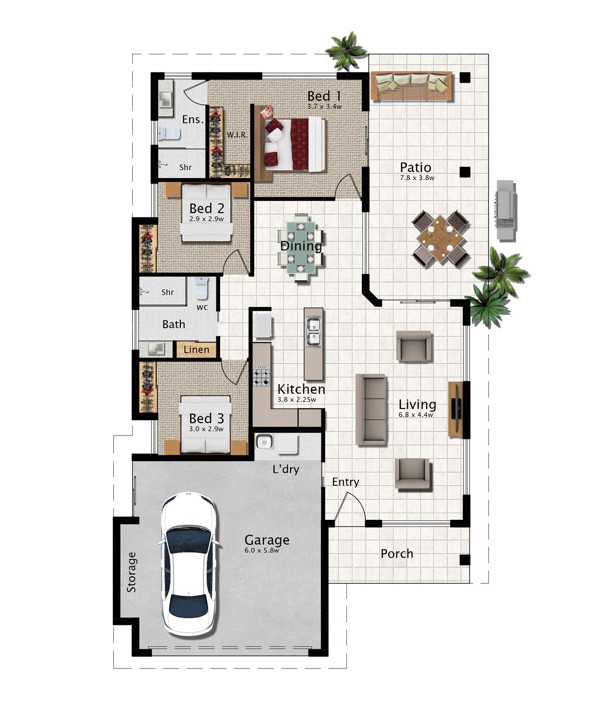 Aspen 193 3b Colour Plan — Home Designs in Gordonvale, QLD