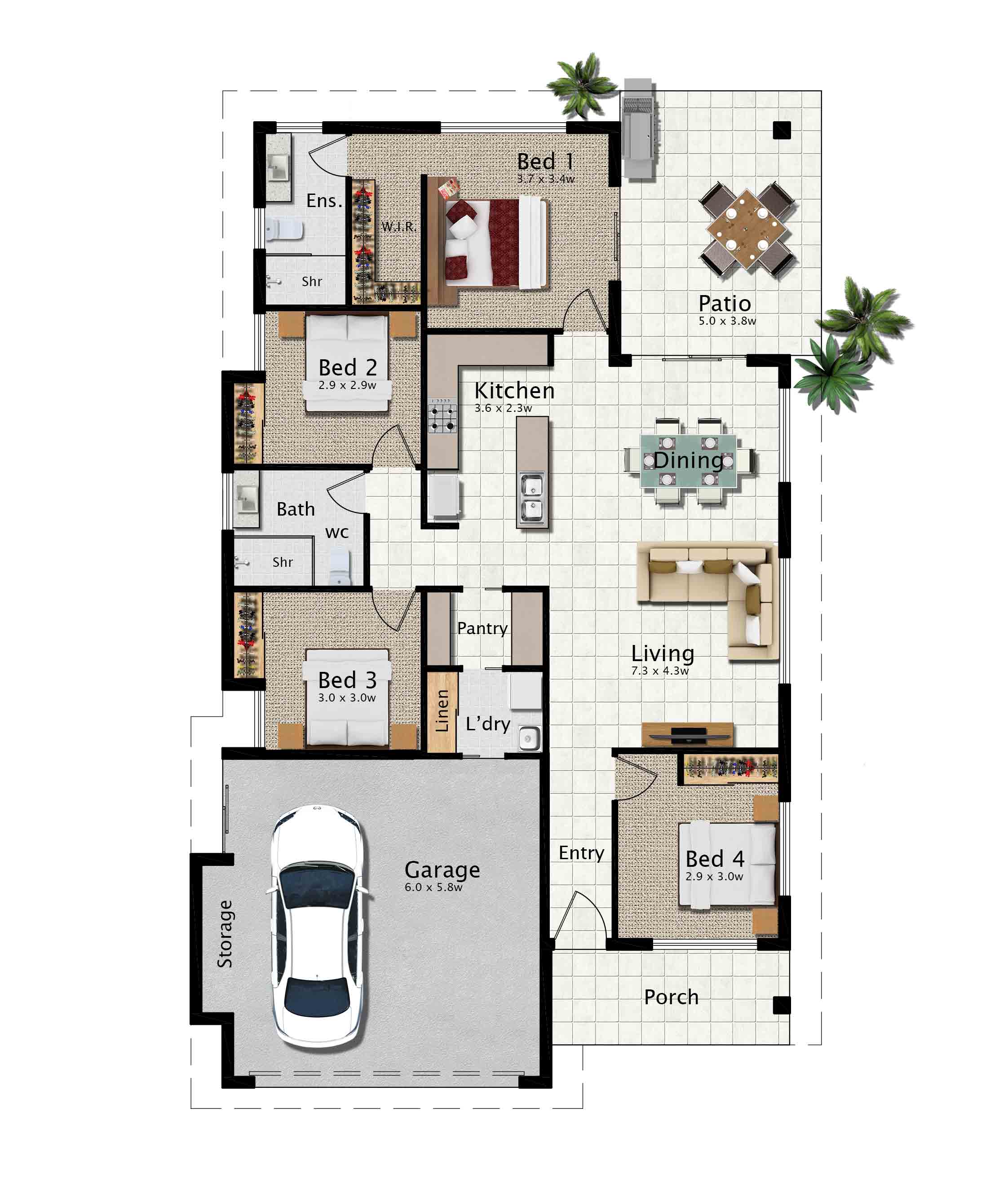 Aspen 194 4b Colour Plan — Home Designs in Gordonvale, QLD