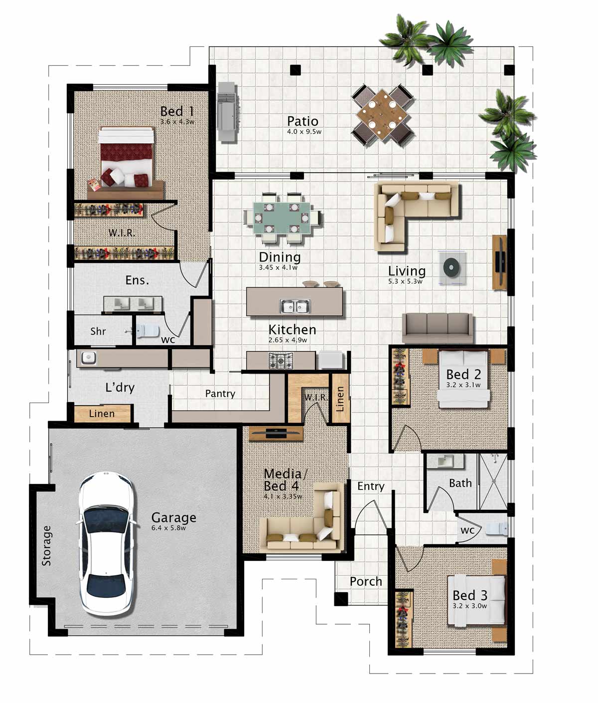 Parkland 260 Colour Plan — Home Designs in Gordonvale, QLD